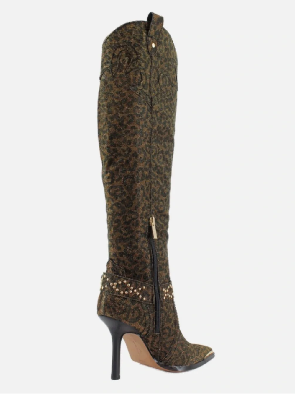 Jessica Simpson 7 Kenzin Western Leopard Sparkle Embossed Buckle Boot